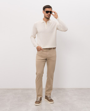 Canali Beige jeans with logo patch PD0163791719