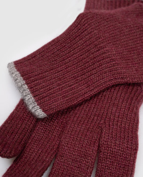 Brunello Cucinelli Burgundy cashmere combination gloves M2292128