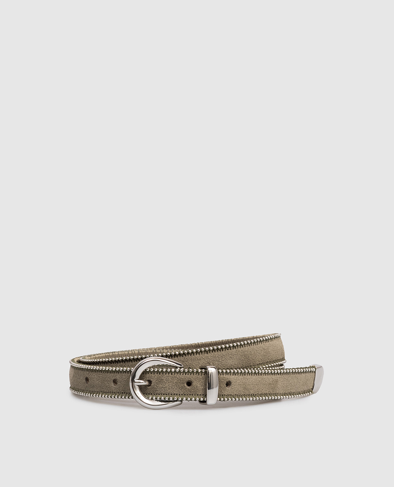 

Khaki suede belt with monil chain Peserico