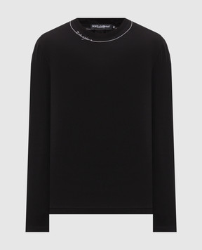 Dolce&Gabbana Black long sleeve with contrasting logo embroidery G8SD2ZG7P9O