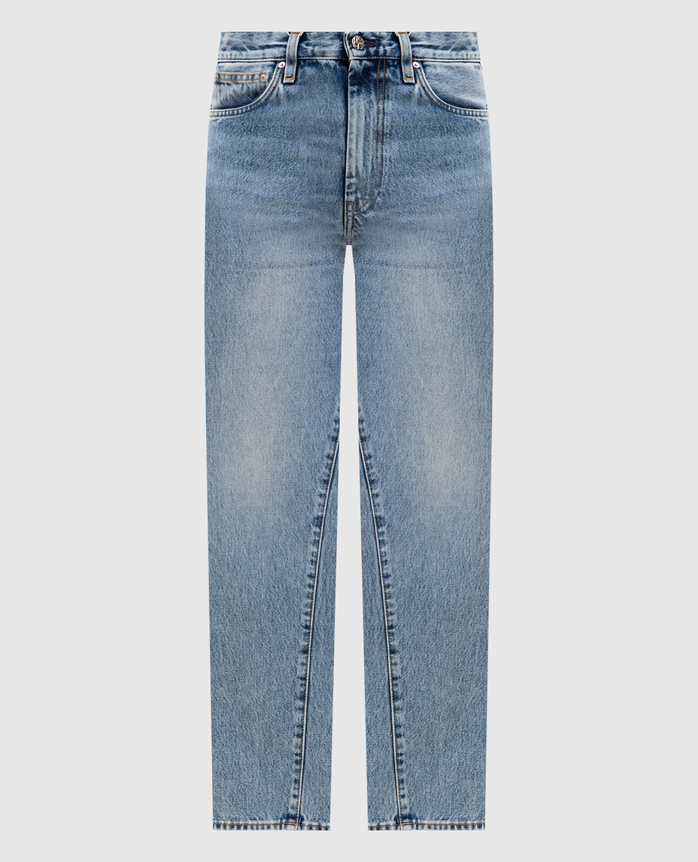 Blue jeans with logo patch