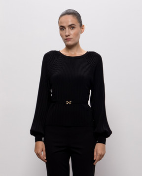 Twinset Black jumper with belt 262TT3451