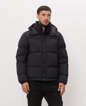 Stone Island Black down jacket with logo patch L2S154100013S0483