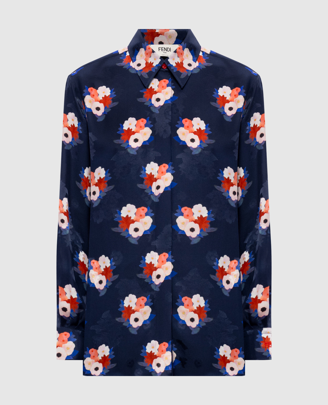 Blue silk blouse with floral print