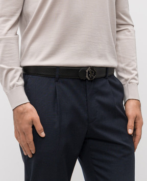 Stefano Ricci Black leather belt with monogram logo N382VDC366U