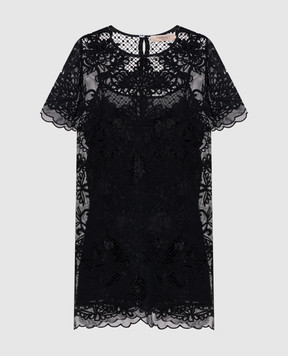 Twinset Black mini dress with embroidery 261TP2582