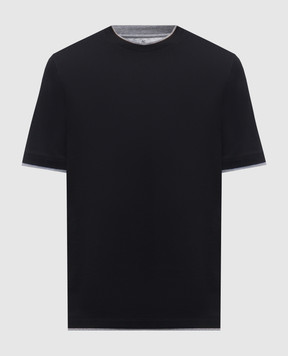 Brunello Cucinelli Black cotton layered T-shirt M0B137427