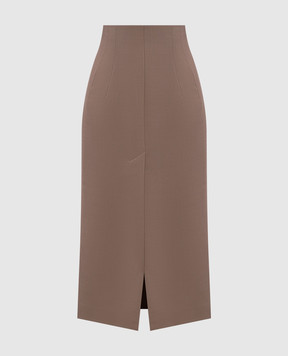 Thierry Mugler Brown pencil skirt with wool 26S1JU05911032