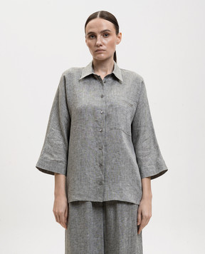 Peserico Gray linen shirt with monil chain S0649102600