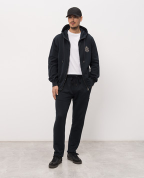 Dolce&Gabbana Black joggers with heraldic logo patch GP07TZG7PZT