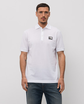 Dolce&Gabbana White polo with logo patch G8PL4TG7P1D