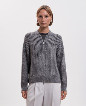Peserico Gray alpaca cardigan with sequins A99248F05G9100