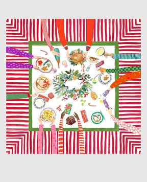 TESSITURA TOSCANA TELERIE HAND ON XMAS white tablecloth with linen NT250113020067