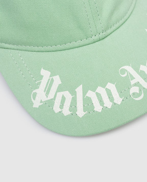 Palm Angels Children's green cap with logo print PBLB002S26FAB001