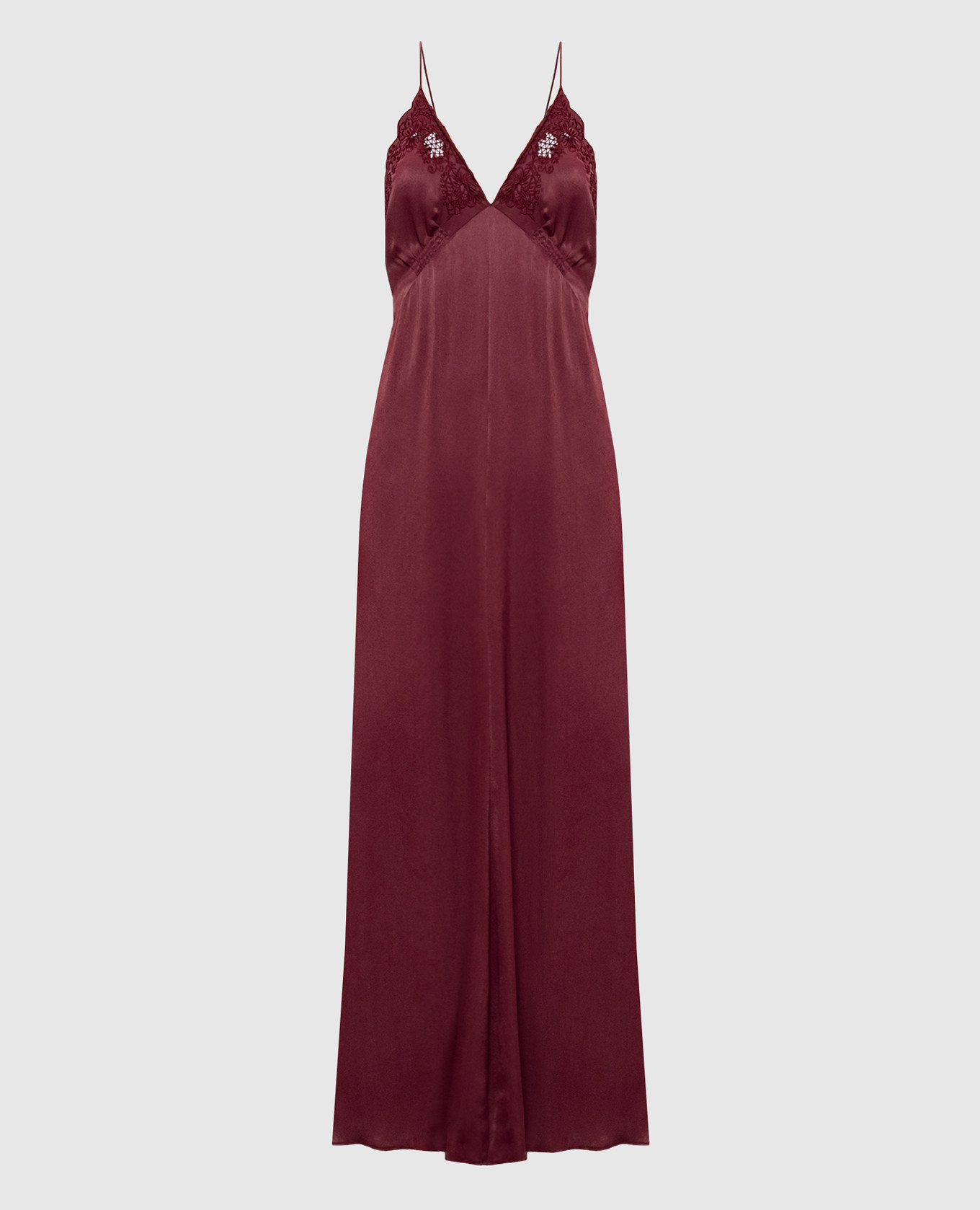 Burgundy dress with broderie embroidery