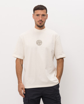 Stone Island Ivory T-shirt with Low Infos print L2S152100001S0480
