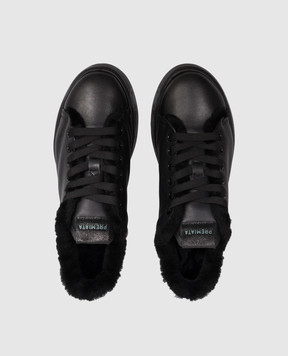 Premiata Belle black leather sneakers with fur BELLE5074M