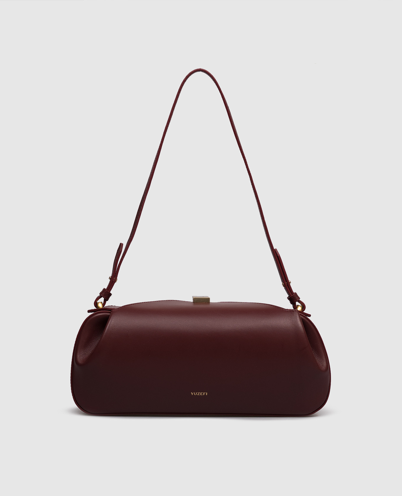 

Burgundy leather baguette Oyster YUZEFI