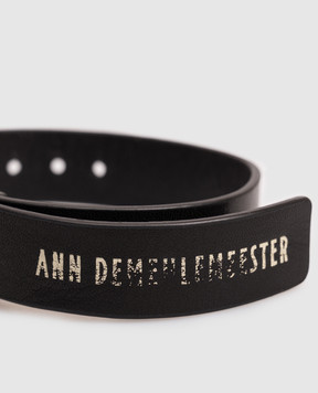Ann Demeulemeester Vanir black leather bracelet with logo print B0014189LT121