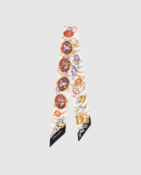 Dolce&Gabbana White printed silk twill ribbon FS215AGDDLI