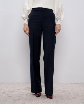 Twinset Blue wool pants with logo 252TT2127
