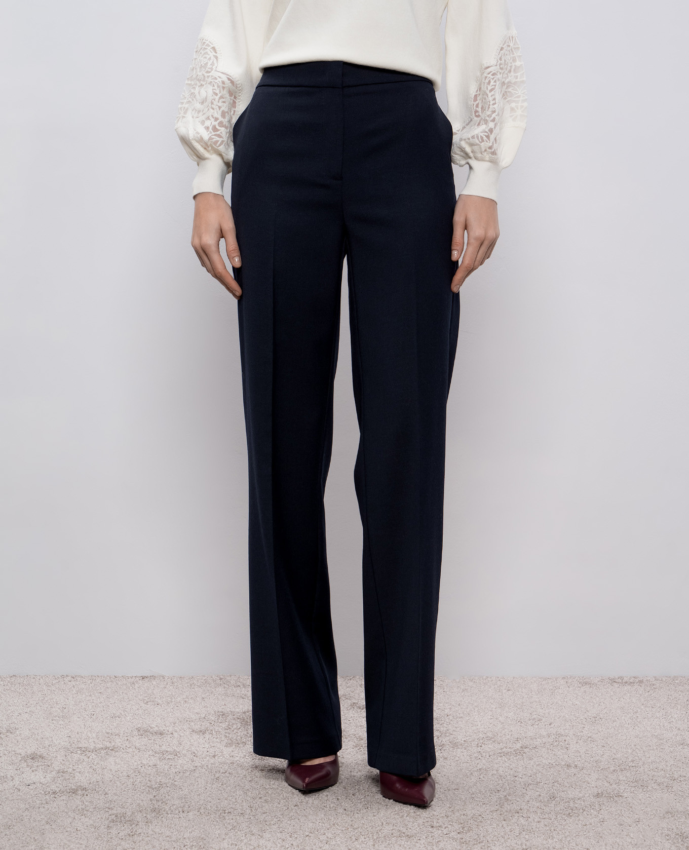 

Blue wool pants with logo Twinset