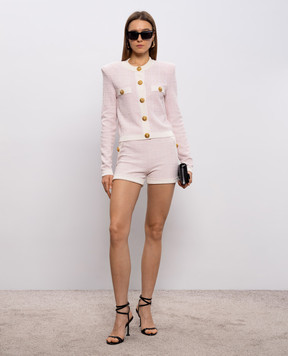 Balmain Pink tweed check shorts GF1PA077KJ48