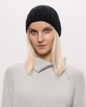 Allude Black cashmere hat with textured pattern 26511223
