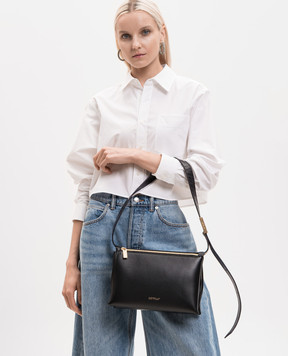 Off-White Black leather bag with logo print OWNN18MS26LEA001