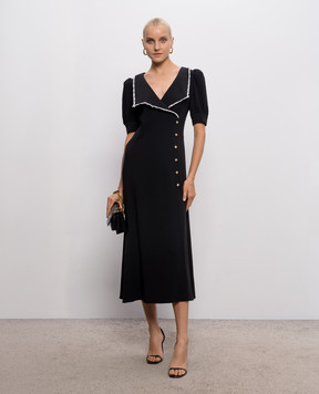 Alessandra Rich Black midi dress with lace FABX4438F4692