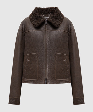 Mel brown leather jacket with fur