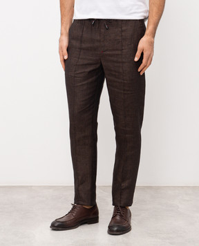 ISAIA Brown linen pants PNC016P9120