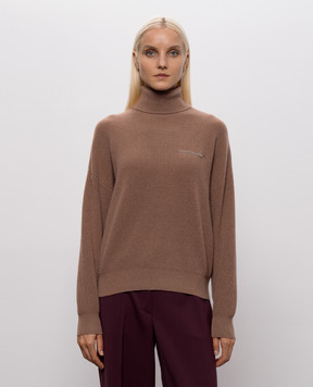 Peserico Brown wool, silk and cashmere sweater S99994F12K09283