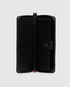 Kiton Black leather wallet with textured logo UPEA018N01269