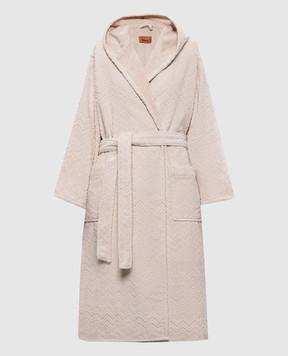Missoni Home Beige terry bathrobe Chalk with branded pattern 1D3AC99718