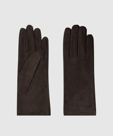 Suede gloves with rabbit fur