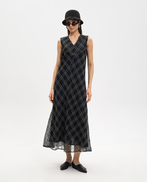 Marc Le Bihan Black dress with checked silk 2179