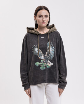 Off-White Grey hoodie with Eagle Arrow print OWAB039F25JER001