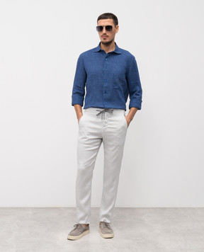 Marco Pescarolo Gray linen pants CARACCIOLO5302
