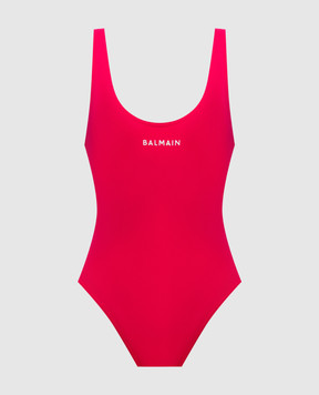 Balmain Pink swimsuit with logo print BKBG72490