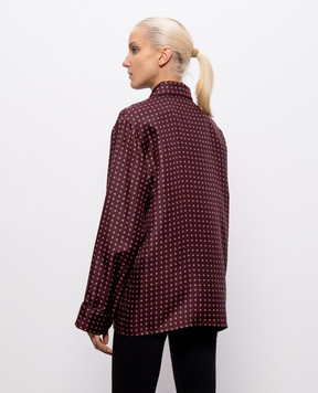 Saint Laurent Burgundy silk blouse with pajama-style print 870143Y6K08