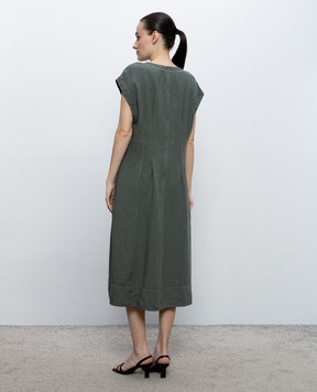 Peserico Green linen dress M02404T001617