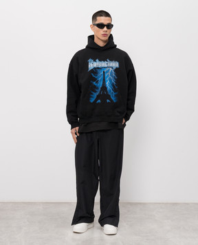 Balenciaga Black Paris Thunderstorm hoodie 871956TUVF4