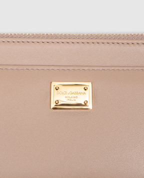 Dolce&Gabbana Brown leather cardholder with metal plate BI1261A9S25