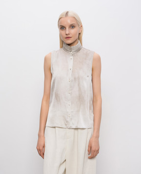 UMA WANG Beige silk sleeveless blouse UW1049