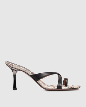 Paris Texas Lorena beige leather mules with reptile leather embossing PX1975XNPPT