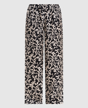 Asceno Black Loreto printed silk pants B065F04C504