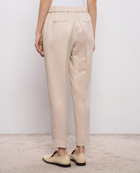 Peserico Beige linen pants with monil chain A0407206668