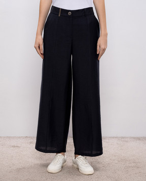 Peserico Blue pants with brand patch A0411201939