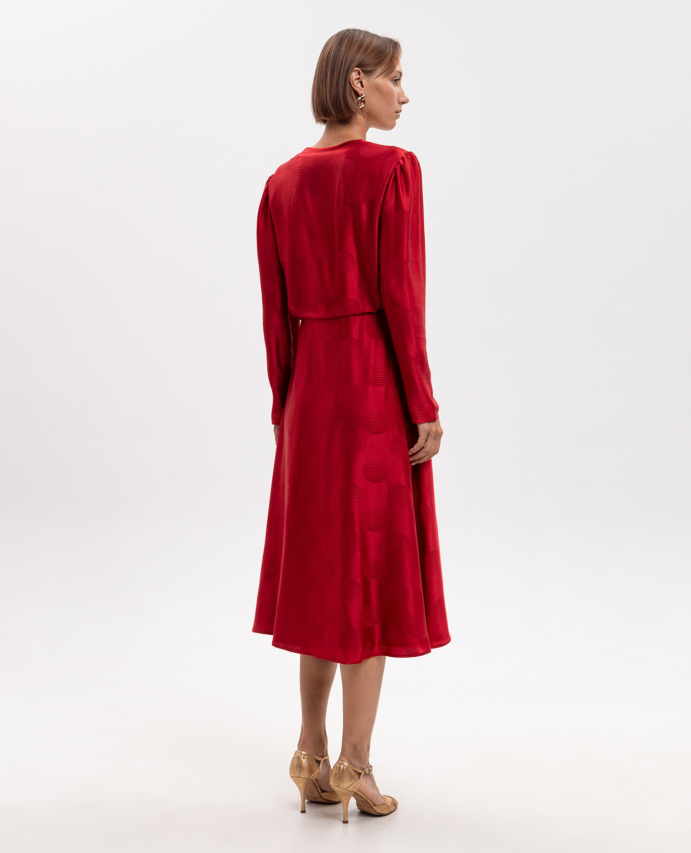 Red silk dress Valentino 4